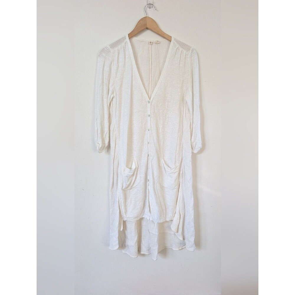 Anthropologie Lightweight White Button-Front Cardigan